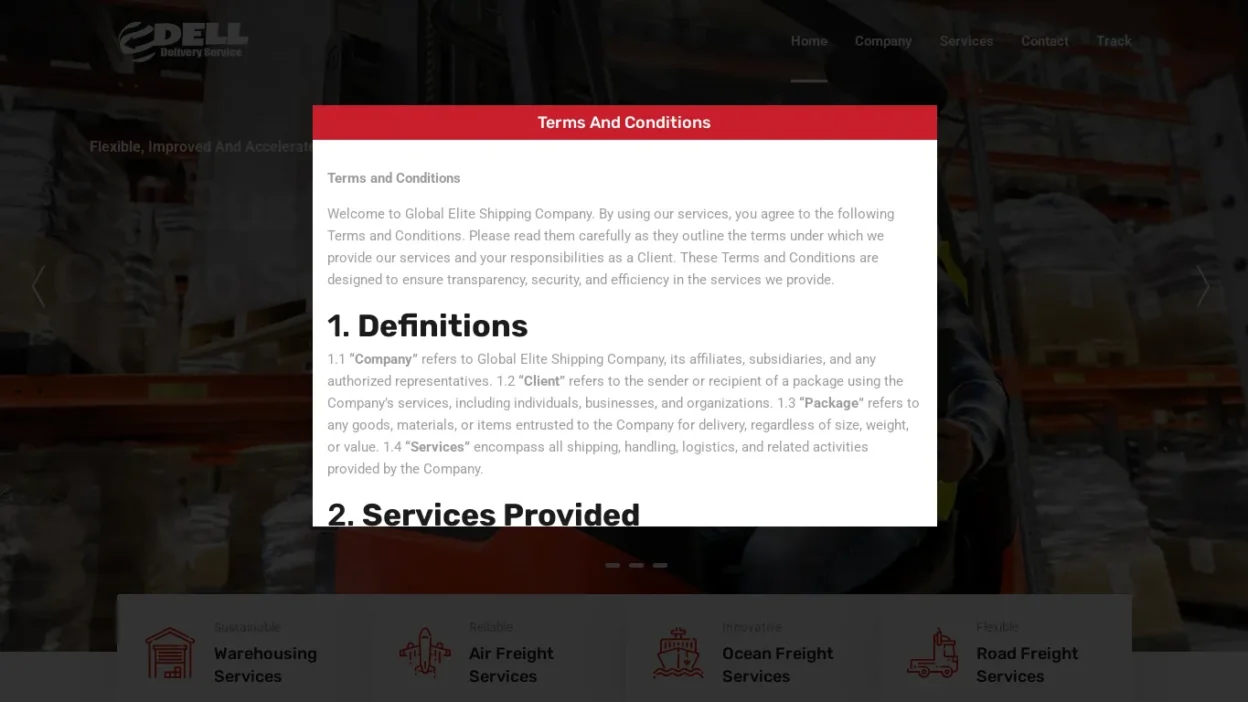 A screenshot of Delexpressdelivery.us