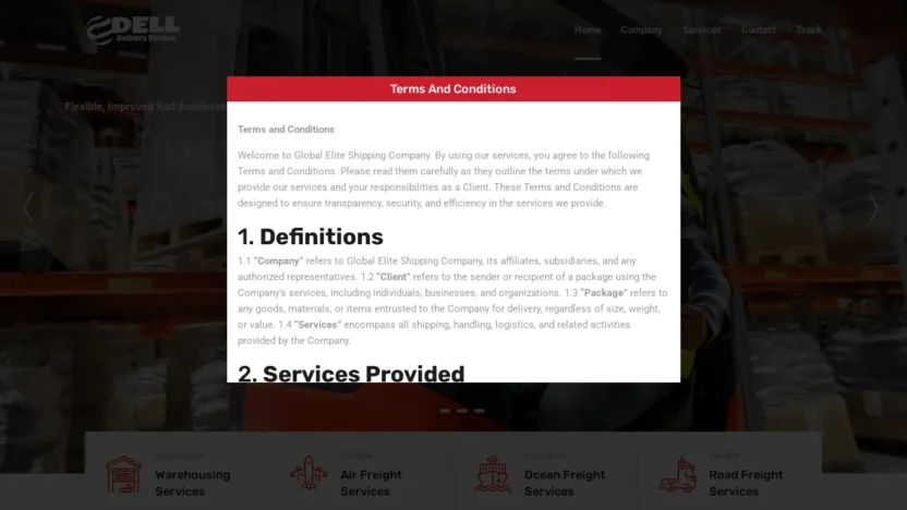 A screenshot of Delexpressdelivery.us