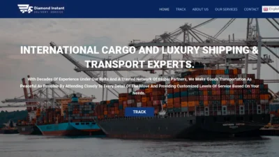 A screenshot of Diamondinstantdeliveryservice.com