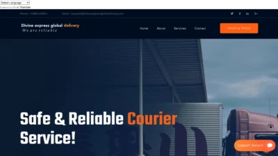A screenshot of Divineexpressglobaldelivery.com
