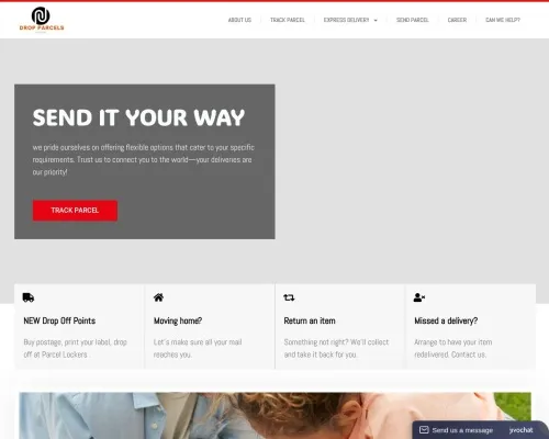 Screenshot of Scam Courier Dropparcelscourier.com