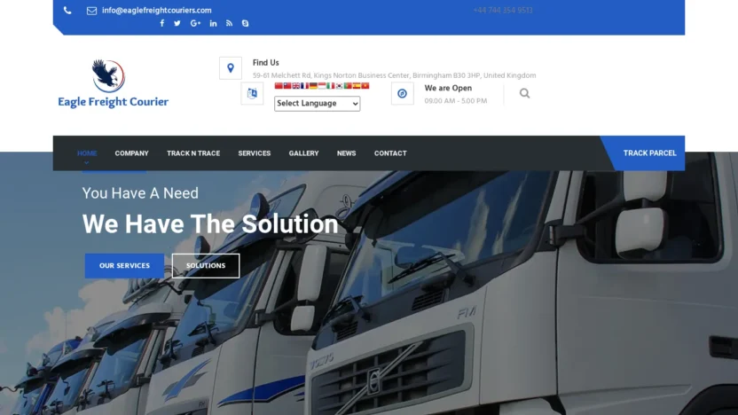 A screenshot of Eaglefreightcouriers.com