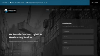 A screenshot of Earthclasslogistics.com