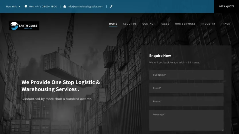 A screenshot of Earthclasslogistics.com