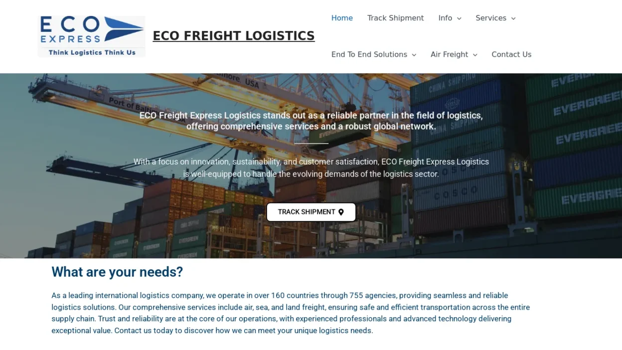 A screenshot of Ecofrieght.com
