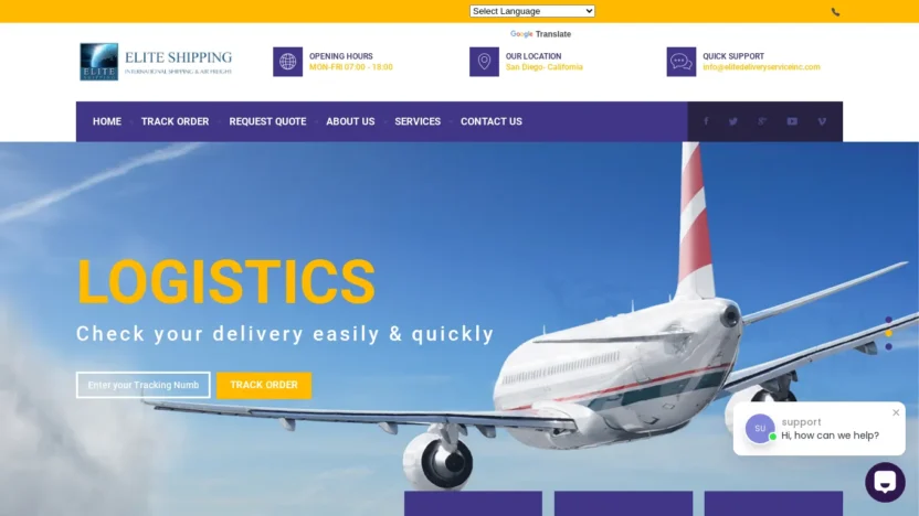 A screenshot of Elitedeliveryserviceinc.com