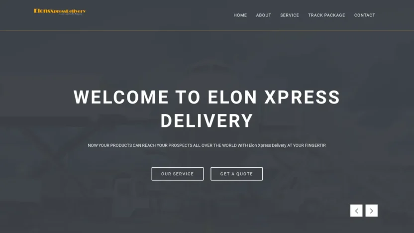 A screenshot of Elonsxpressdelivery.com