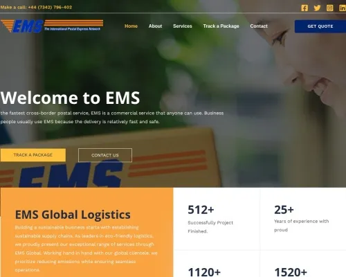 Screenshot of Scam Courier Emsglobalogistics.com