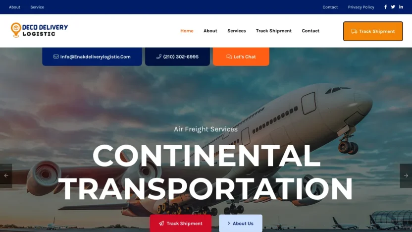 A screenshot of Enakcourier.com