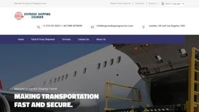 A screenshot of Expresshippingcourier.com