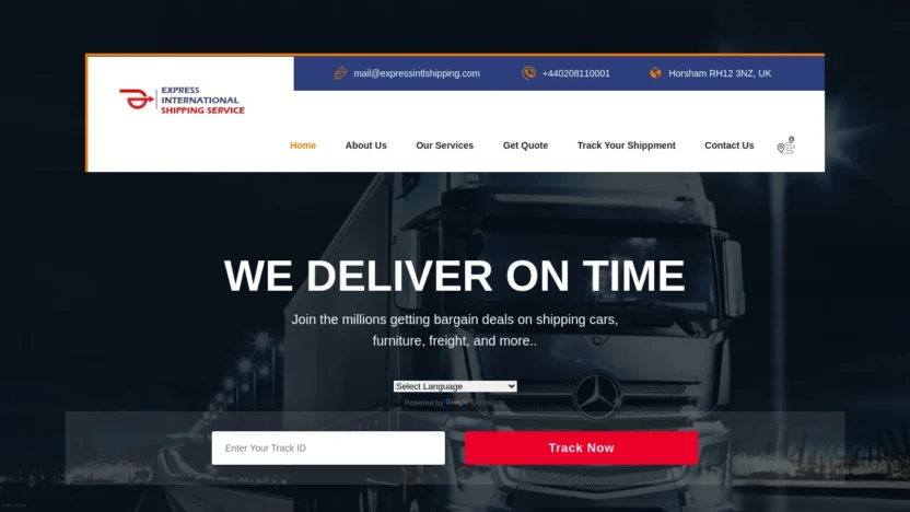 A screenshot of Expressintlshipping.com