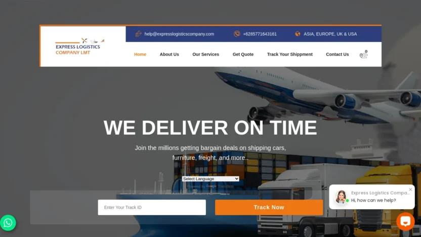 A screenshot of Expresslogisticscompany.com