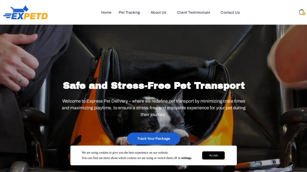 A screenshot of Expresspetdeliveryservice.com