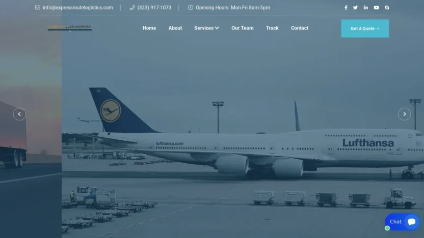 A screenshot of Expressroutelogistics.com