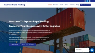 A screenshot of Expressroyalmailing.com