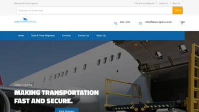 A screenshot of Falcexlogistics.com