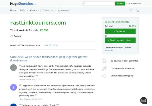 A screenshot of Fastlinkcouriers.com
