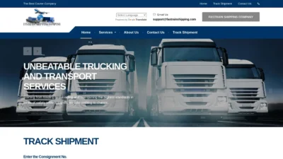 A screenshot of Fastrainshipping.com