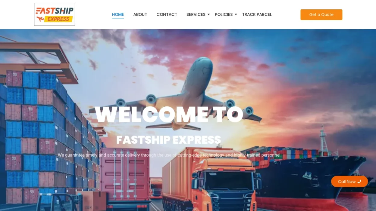A screenshot of Fastship-express.com