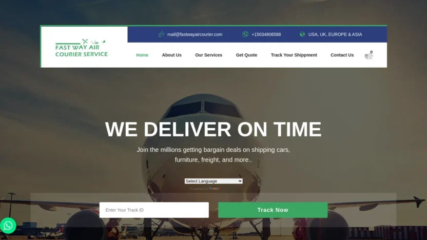 A screenshot of Fastwayaircourier.com