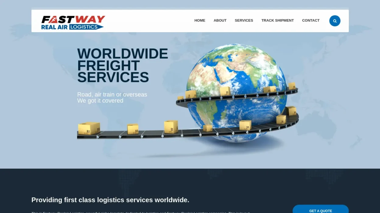 A screenshot of Fastwayrealairlogistics.com