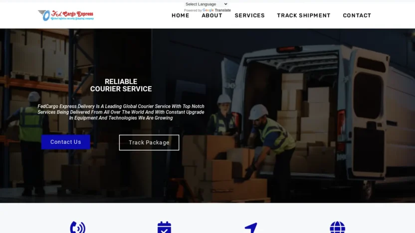 A screenshot of Fedcargoexpressdelivery.com