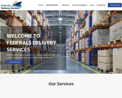 Screenshot of Scam Courier Federalsdeliveryservices.com