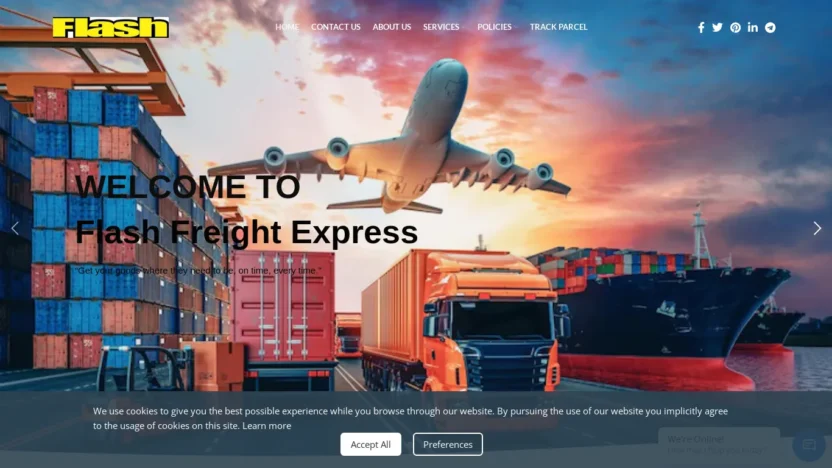 A screenshot of Flashfreightexpress.com