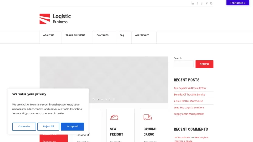 A screenshot of Flexlogisticexpress.com