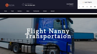 A screenshot of Flightnannytransportaion.com