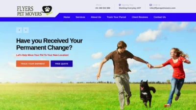 A screenshot of Flyerspetmovers.com