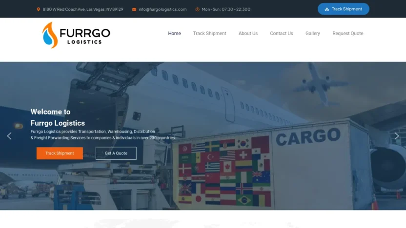 A screenshot of Furrgologistics.com