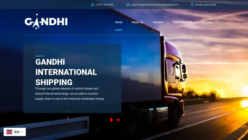 A screenshot of Gandhiinternationalshipping.com