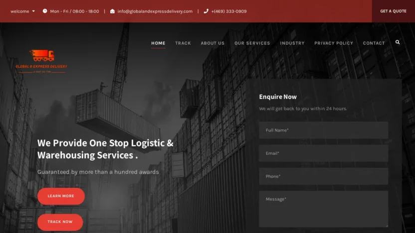 A screenshot of Globalandexpressdelivery.com