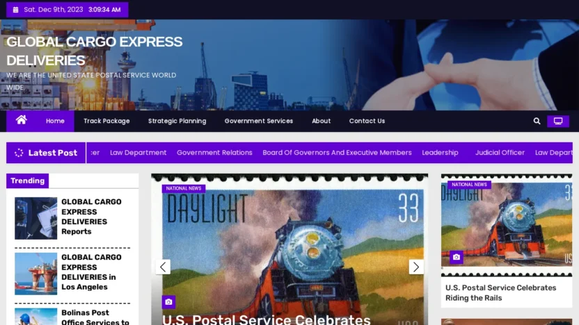 A screenshot of Globalcargodeliveries.com