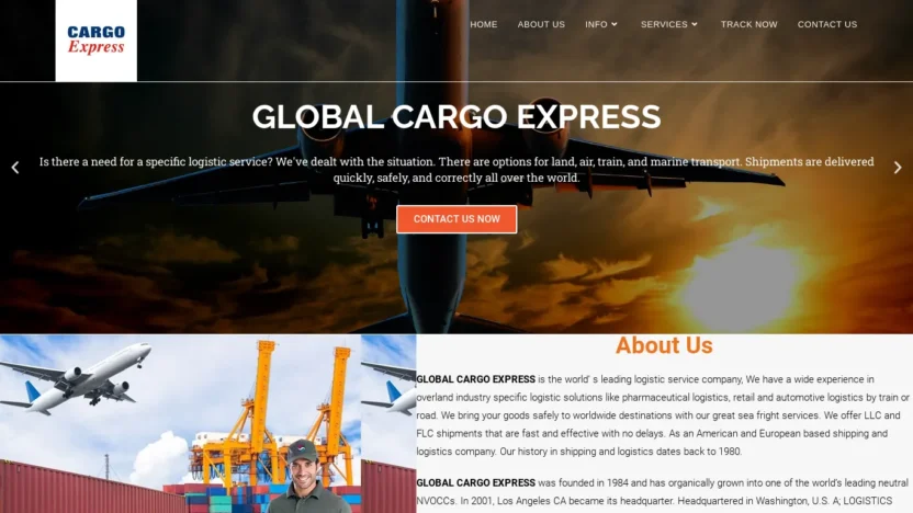 A screenshot of Globalcargoexpress.online