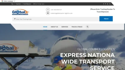 A screenshot of Globalcourier-logistics.com