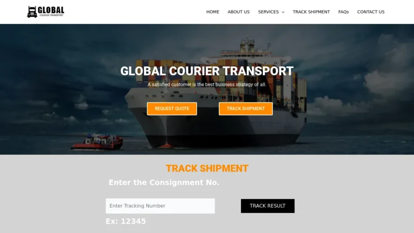 A screenshot of Globalcouriertransport.com