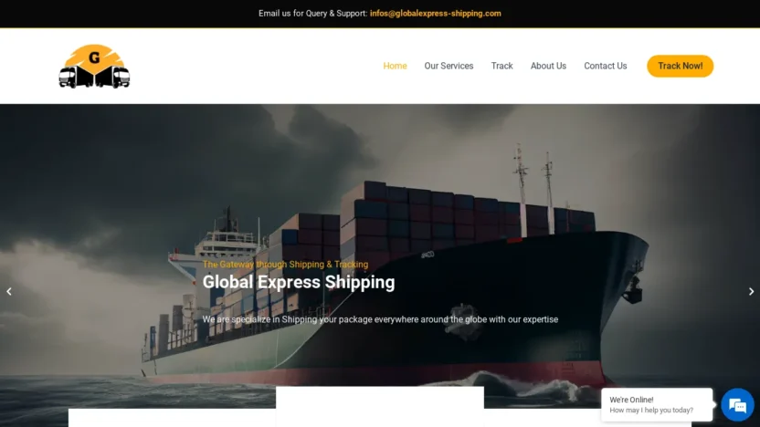 A screenshot of Globalexpress-shipping.com