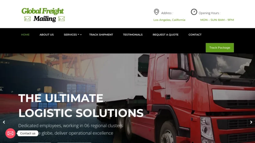 A screenshot of Globalfreightmailing.com