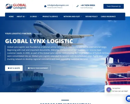 Screenshot of Scam Courier Globallynxlogistic.com