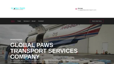 A screenshot of Globalpawstransport.com