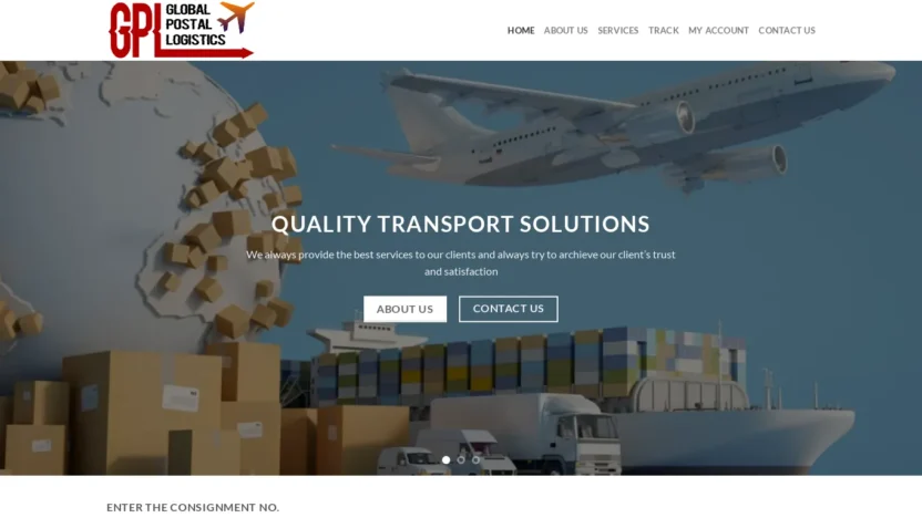 A screenshot of Globalpostallogisticss.com