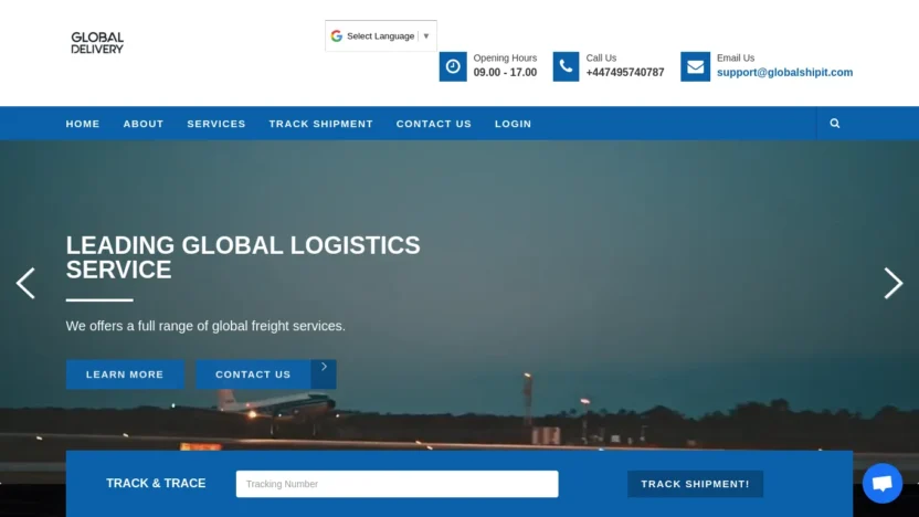 A screenshot of Globalshipit.com