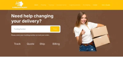 A screenshot of Globalshippinginfo.com