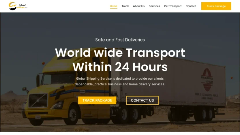 A screenshot of Globalshippingz.com