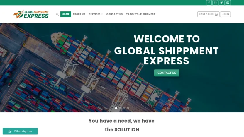 A screenshot of Globalshippmentexpress.com