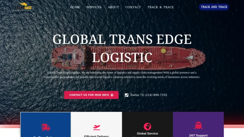 A screenshot of Globaltransedgelogistics.com