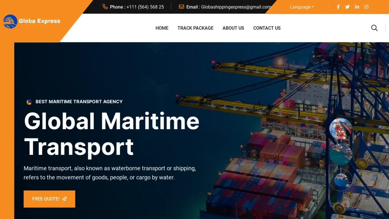 A screenshot of Globashippingexpress.com