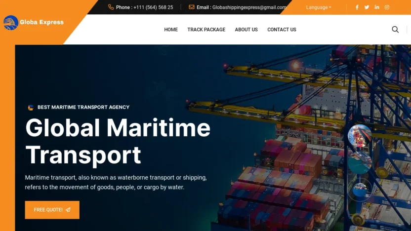 A screenshot of Globashippingexpress.com